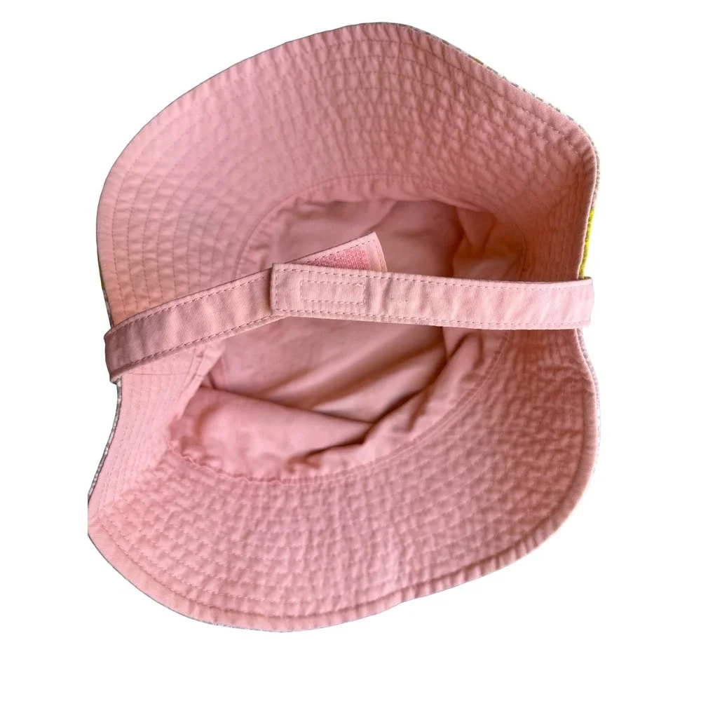 Patagonia Baby Sun Floppy Bucket Hat Pink Yellow Floral Fish Print Chin Strap